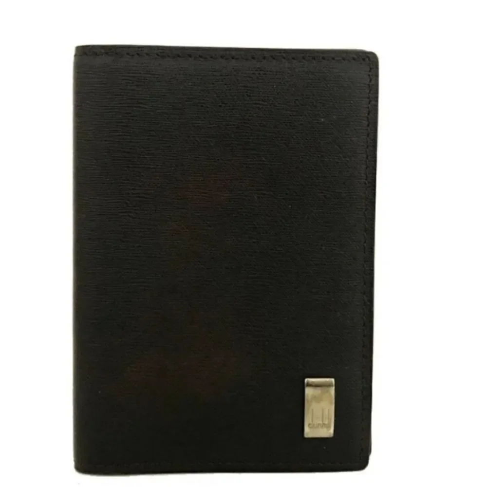 Dunhill Logo Black Leather Card Case EUC